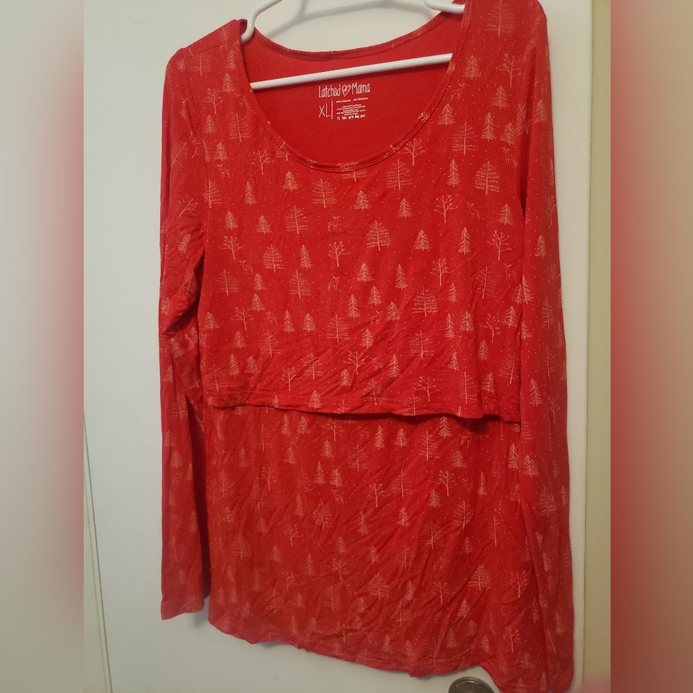 Latched Mama Red Long Sleeve Top